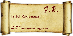 Frid Radamesz névjegykártya